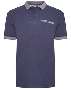 KAM Piqué-Jacquard-Poloshirt Königsblau meliert